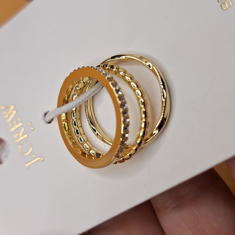 layered ring set gold plated band rings cubic zirconia twisted design